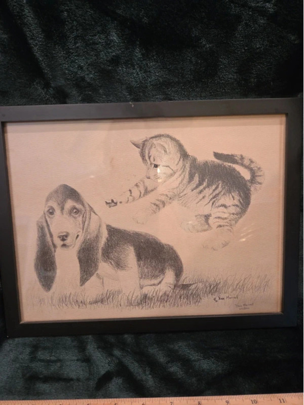 Vintage print with pets
